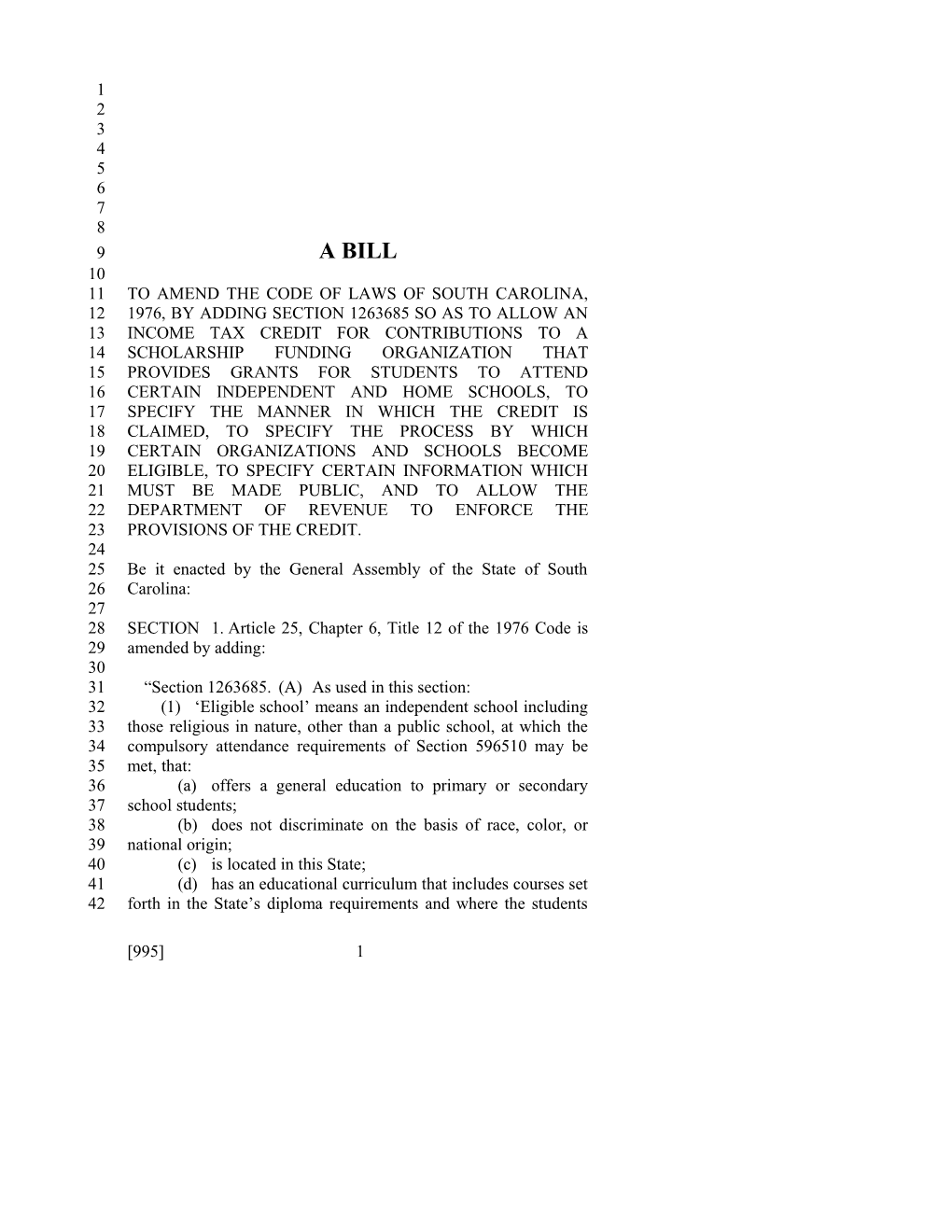 2017-2018 Bill 995 Text of Previous Version (Feb. 13, 2018) - South Carolina Legislature Online