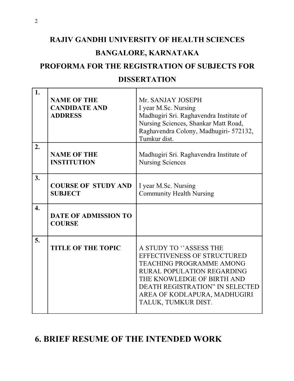 Rajiv Gandhi University of Health Sciences Bangalore, Karnataka s53