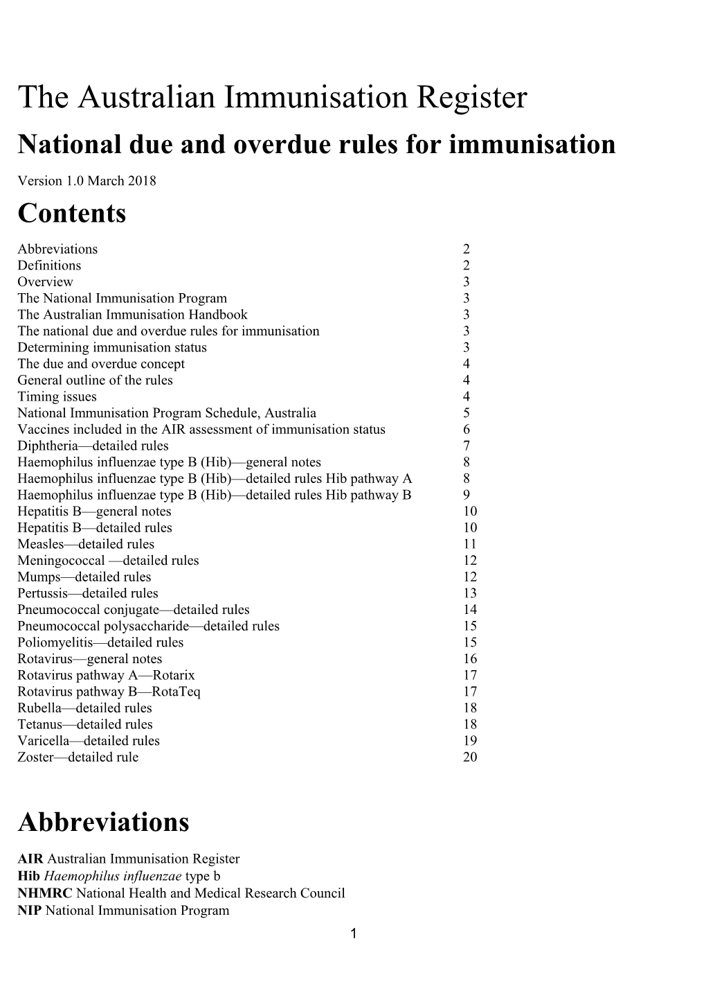 AIR - National Due and Overdue Rules for Immunisation