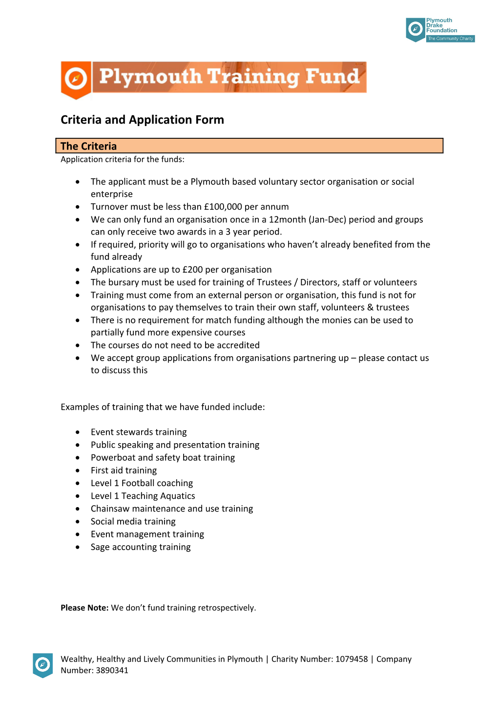 Criteria and Application Form