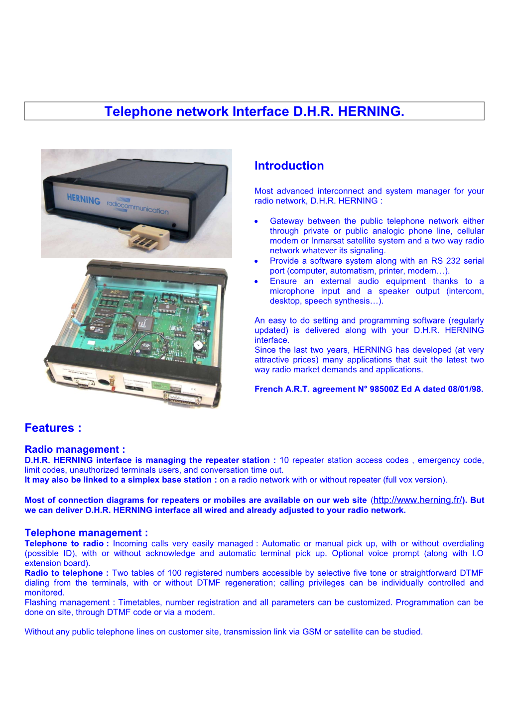 Telephone Network Interface D.H.R. HERNING