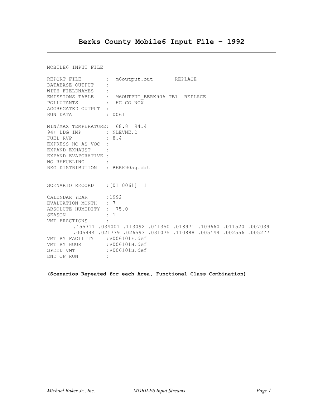 Berks County Mobile6 Input File 1992