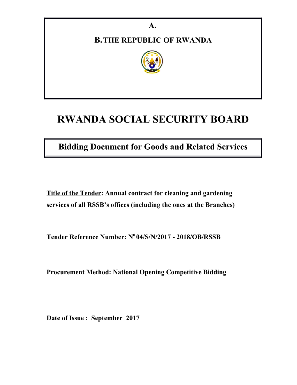 Bidding Document for Goods and Related Services