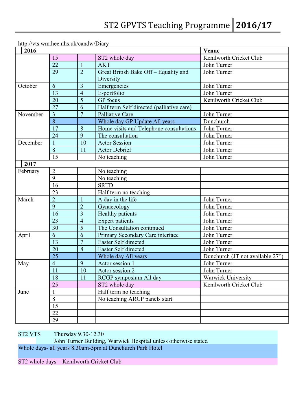 ST1 GPVTS Teaching Programme