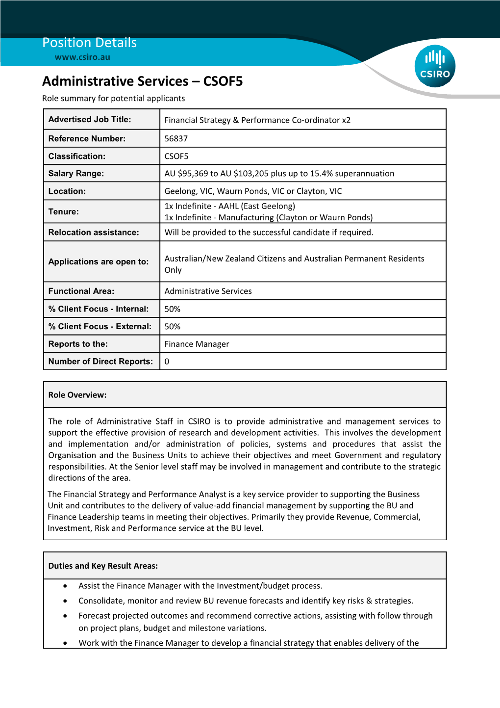 Position Details - Administrative Services - CSOF5