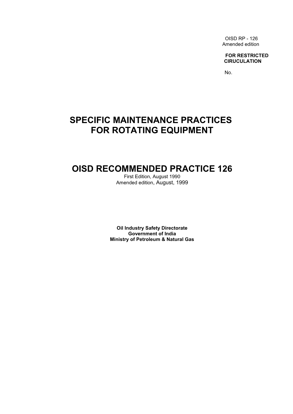 Specific Maintenance Practices for Rotating Equipment