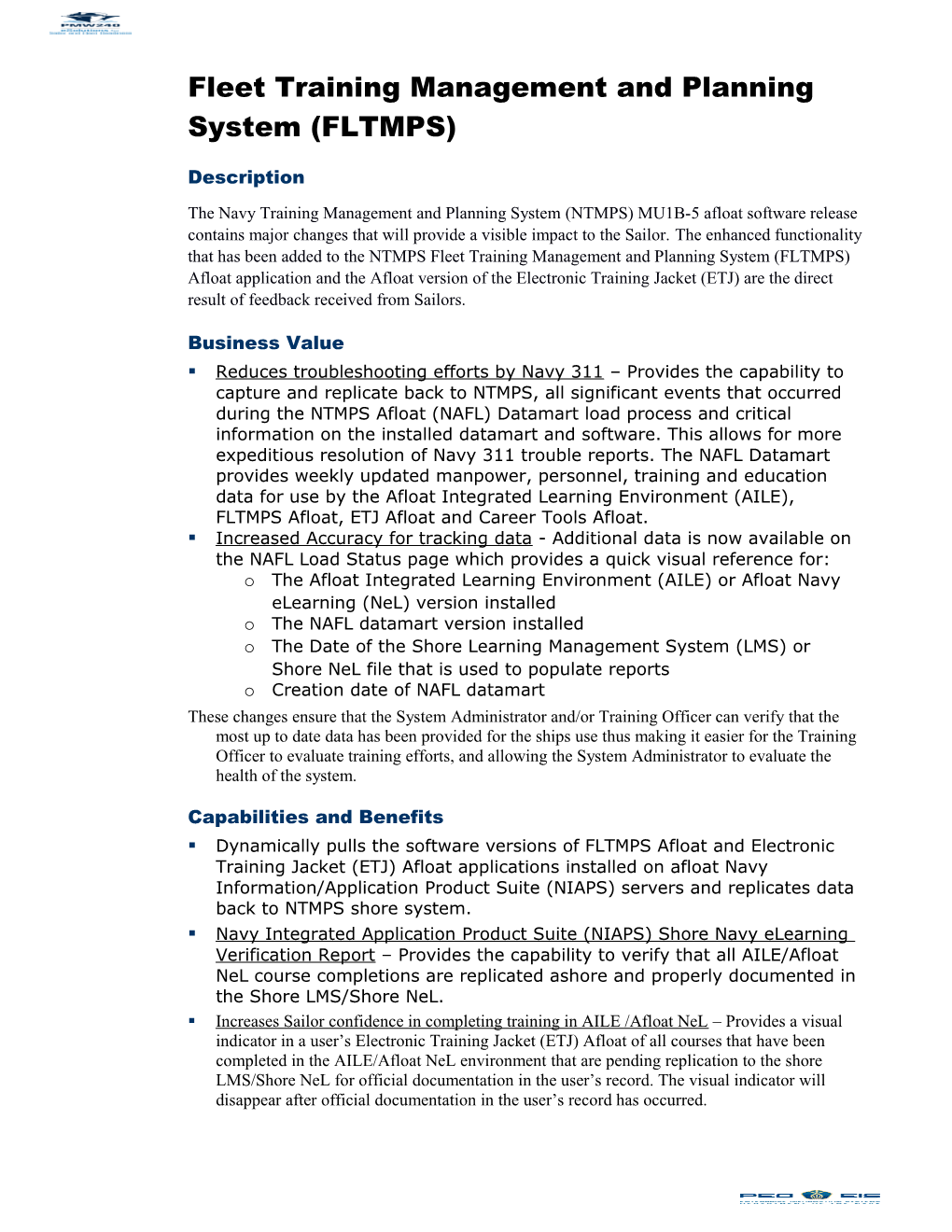 Fleet Training Management and Planning System (FLTMPS)