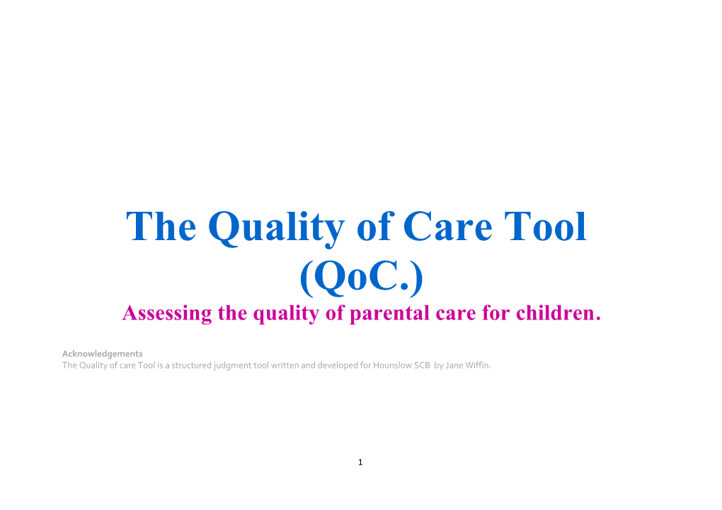 Assessing the Quality of Parental Care for Children
