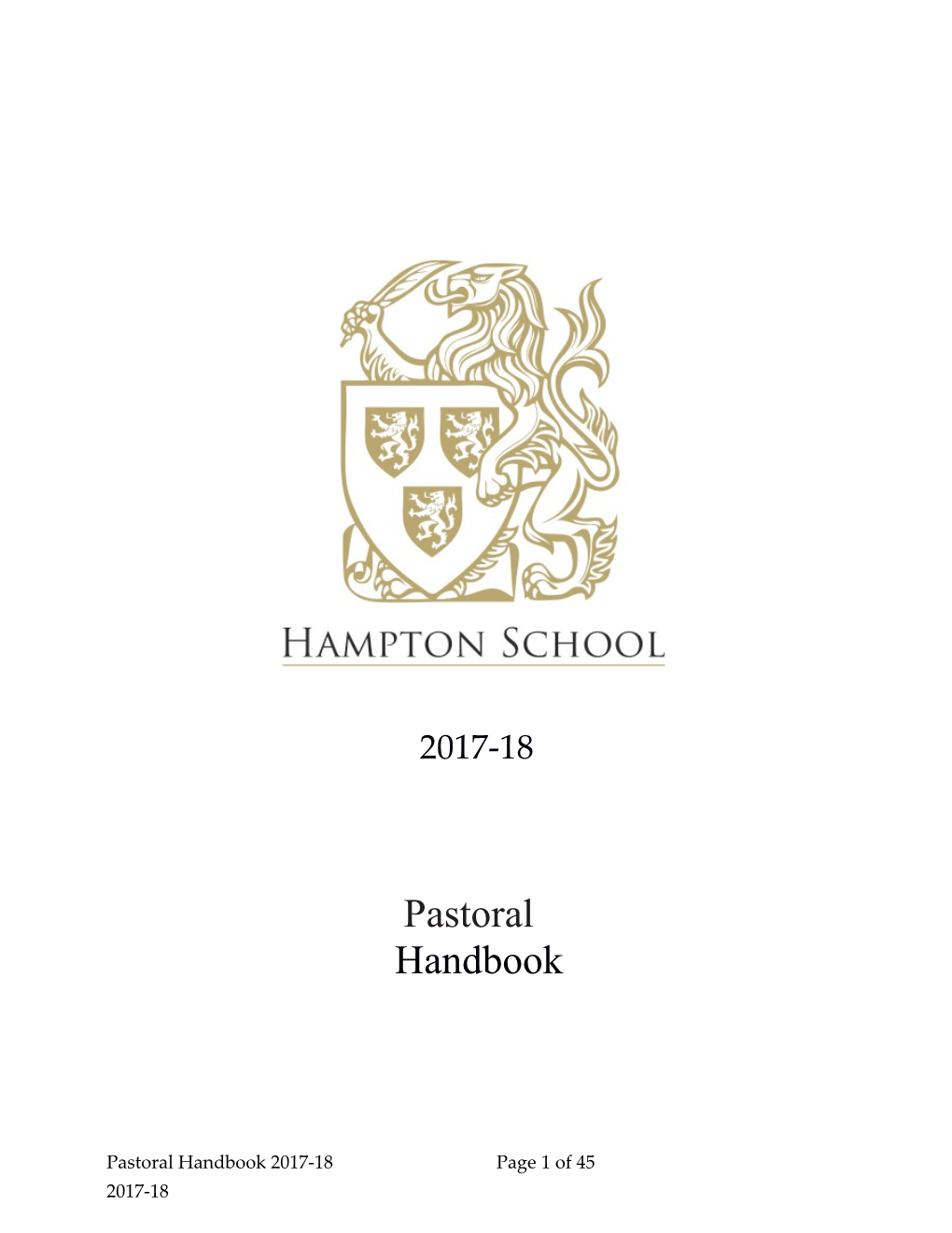 Hampton School Pastoral Handbook