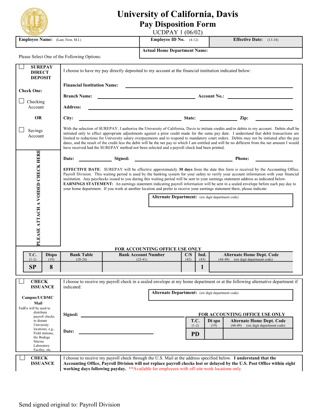 Pay Disposition Form