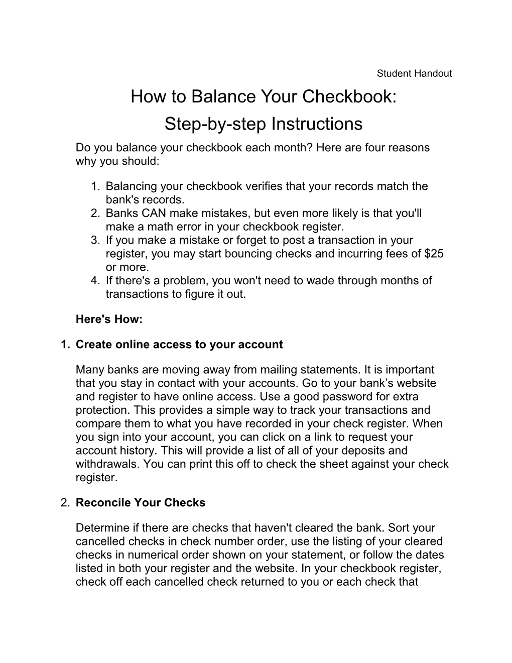 How to Balance Your Checkbook