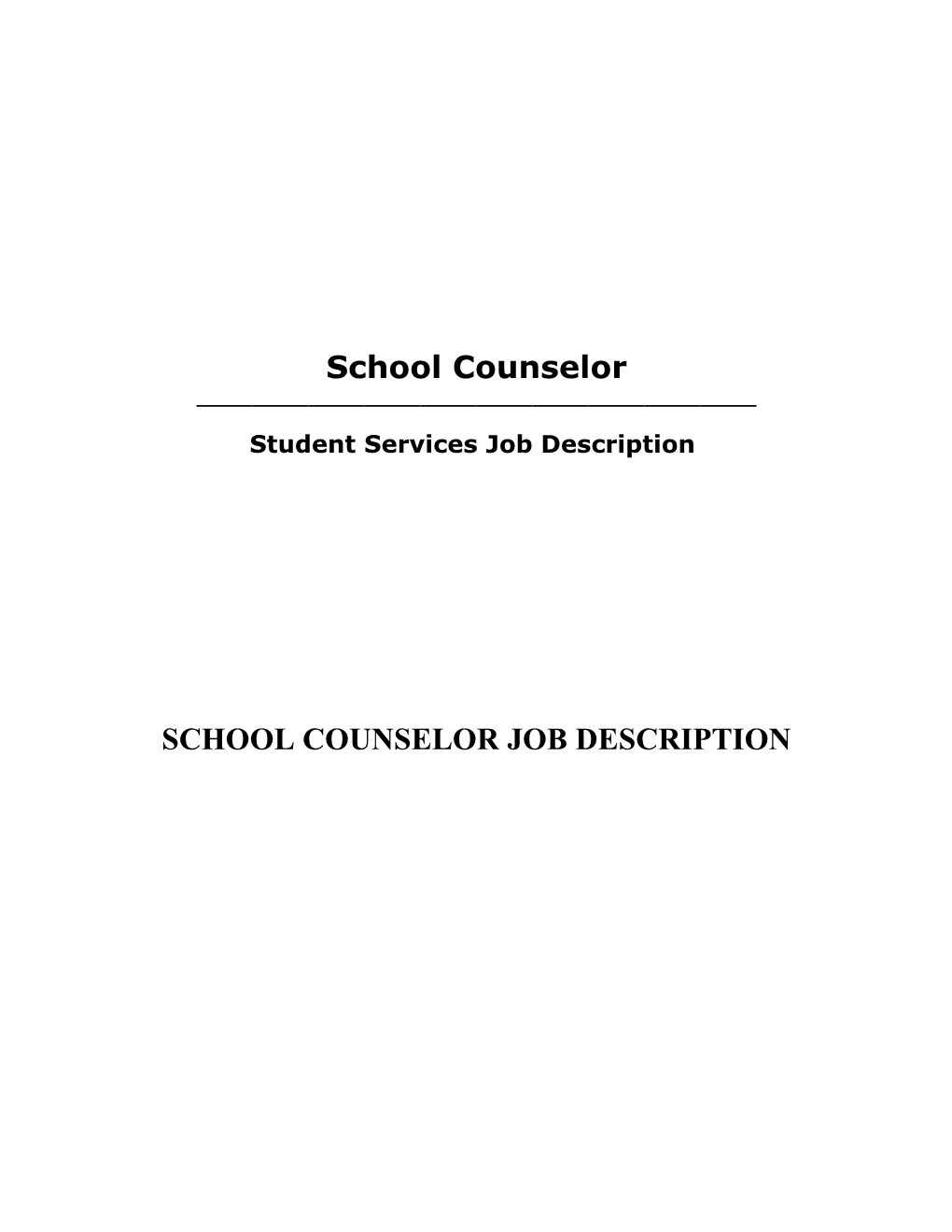 Student Services Job Description