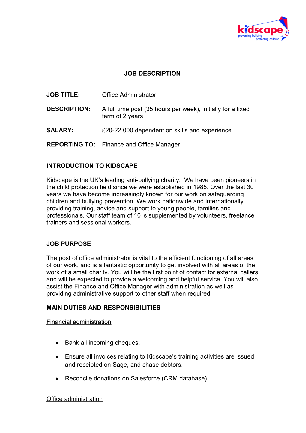 Job Description and Person Specification s8