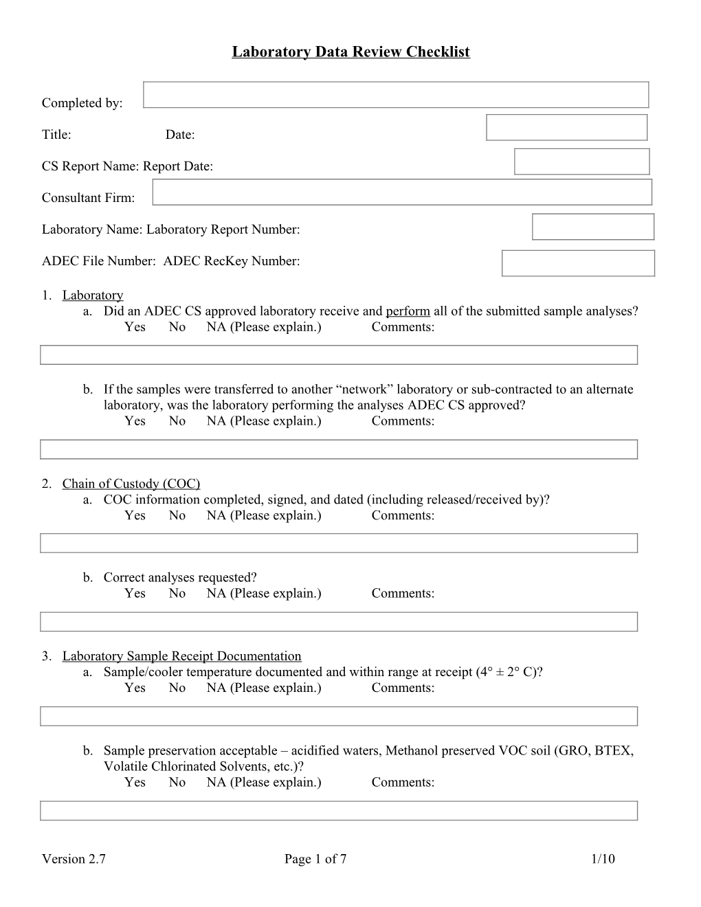 Laboratory Data Review Checklist