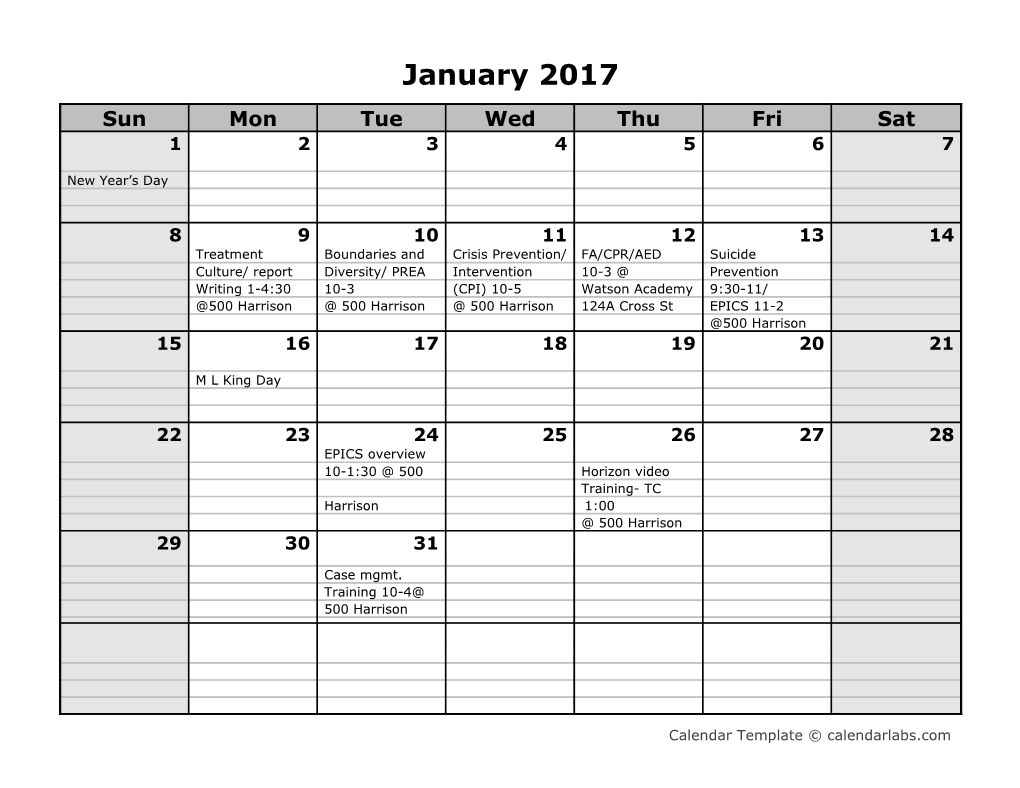 2017 Monthly Calendar - Calendarlabs.Com s1