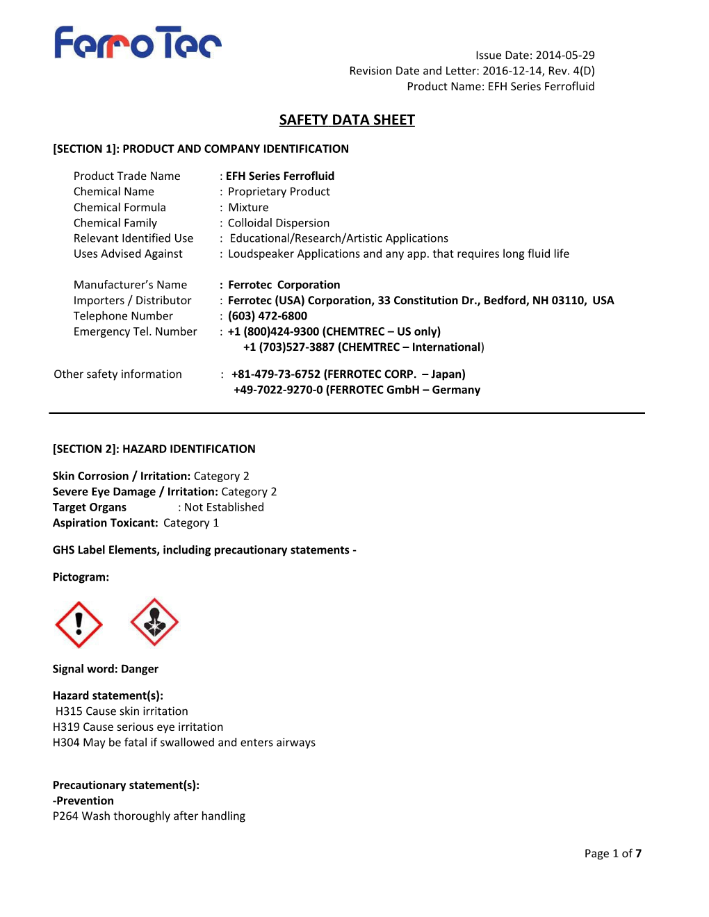 Section 1 : Product and Company Identification