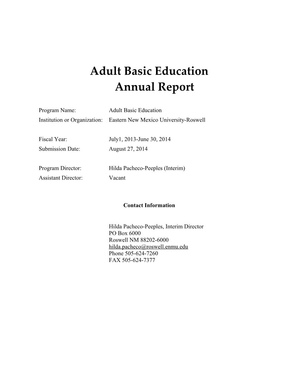 ABE Annual Report