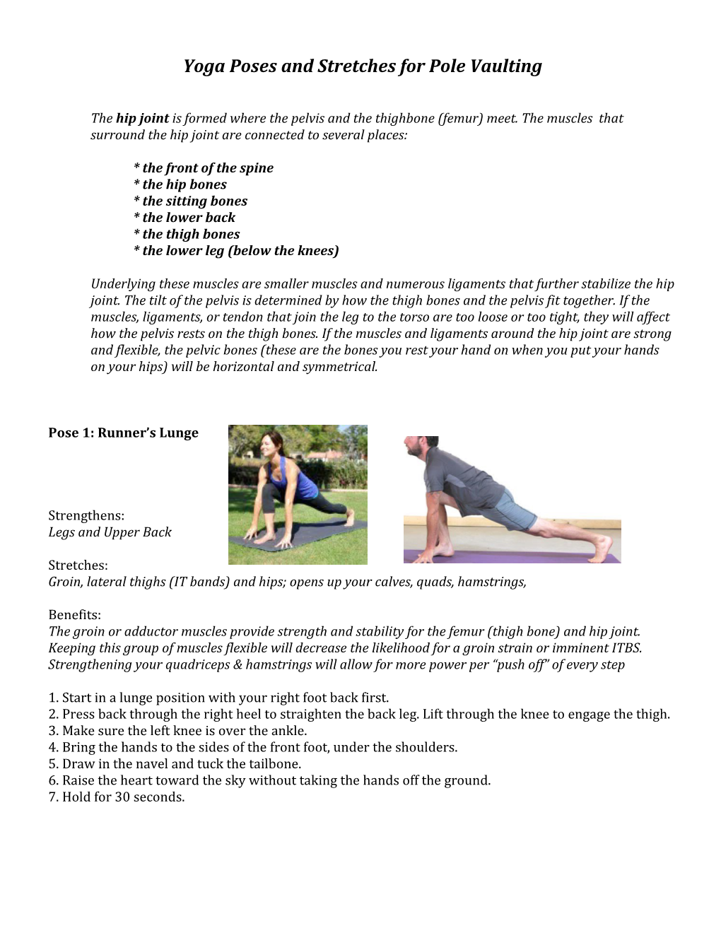 Yoga Poses and Stretches for Pole Vaulting