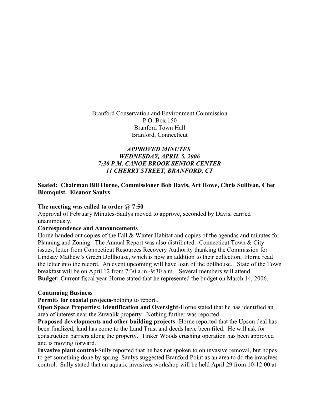 Branford Conservation and Environment Commission