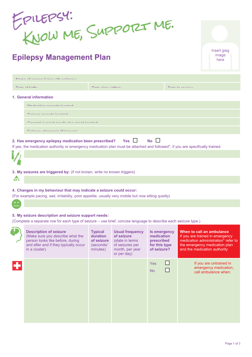 Epilepsy Management Plan
