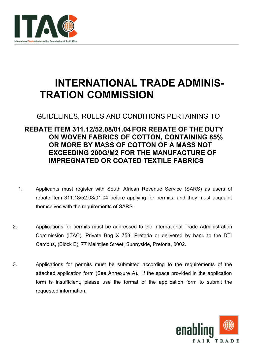 International Trade Administration Commission