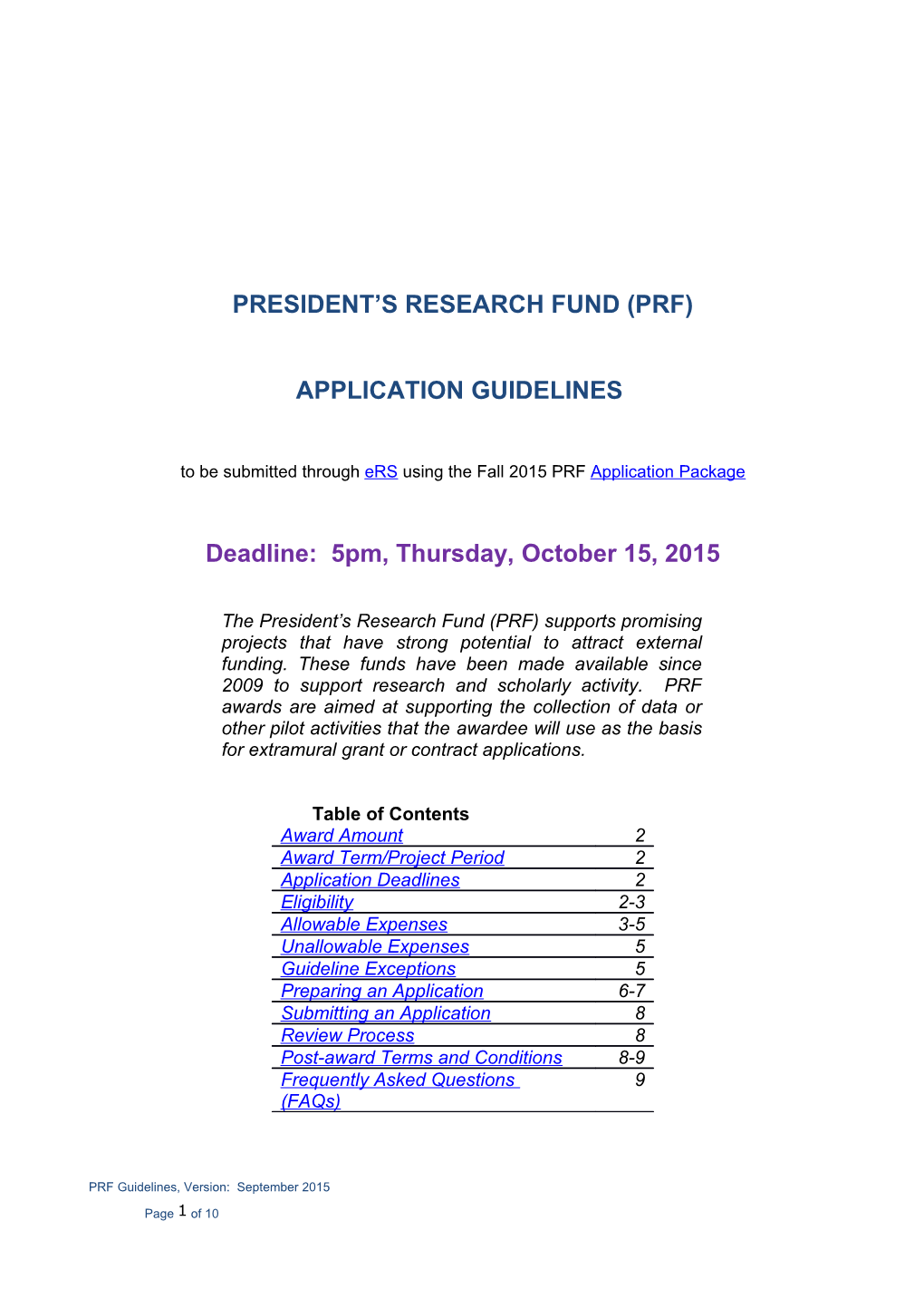 President S Research Fund Review