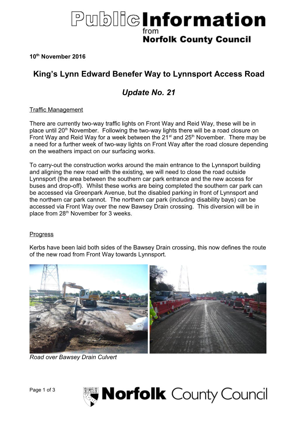 King S Lynn Edward Benefer Way to Lynnsportaccess Road