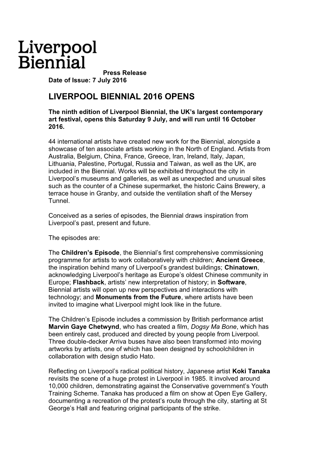 Liverpool Biennial 2016 Opens