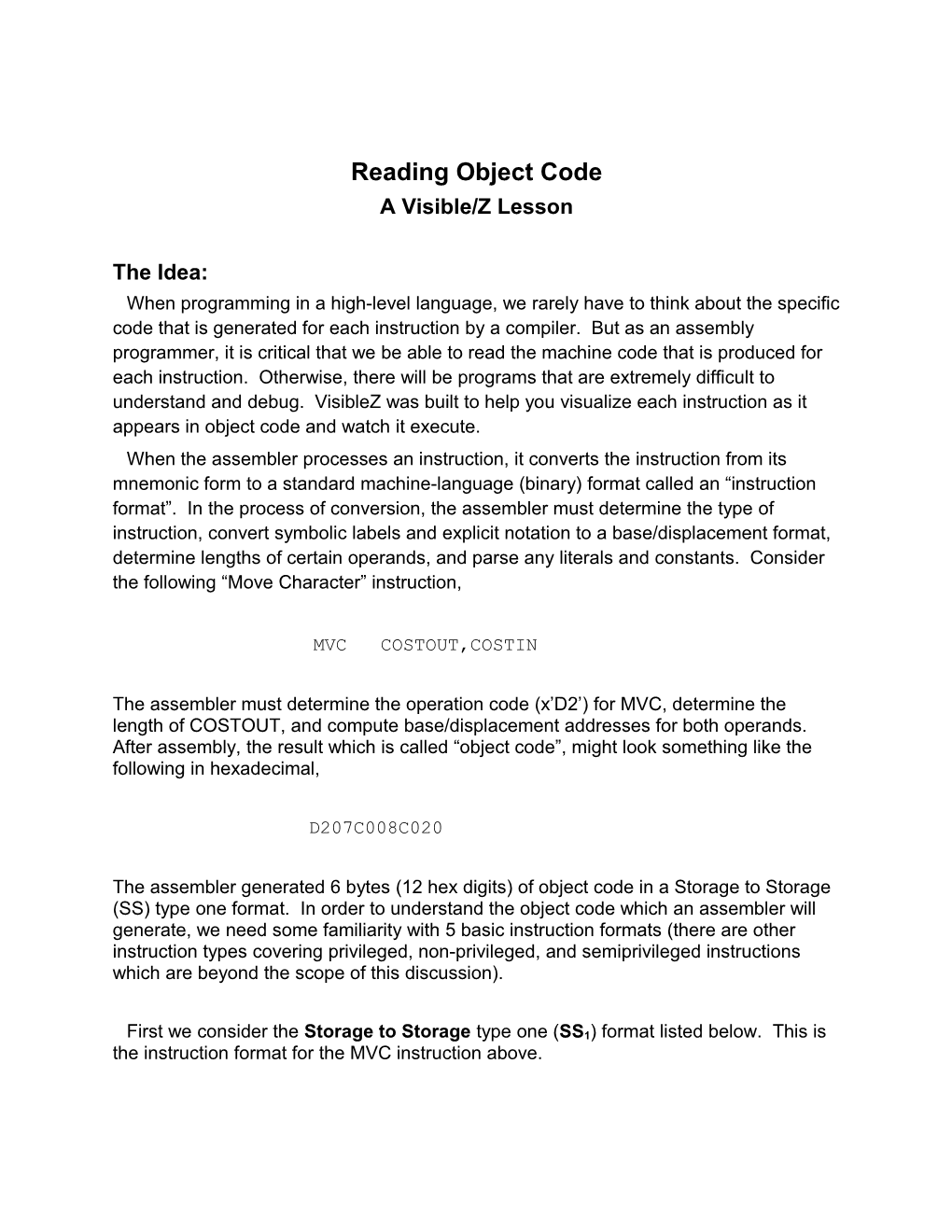 Reading Object Code