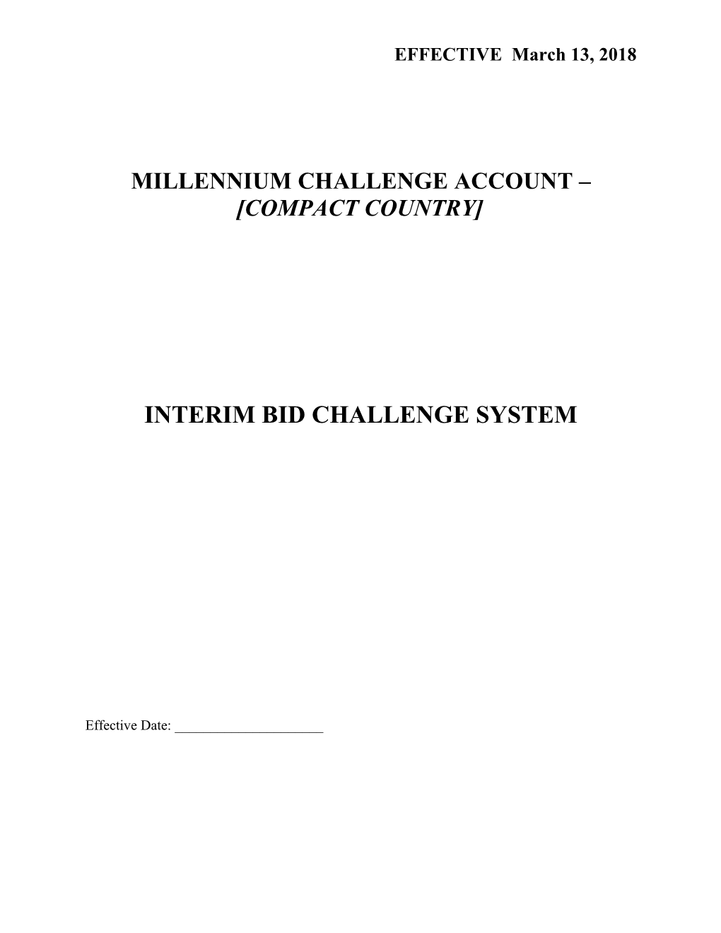 Millennium Challenge Account COMPACT COUNTRY