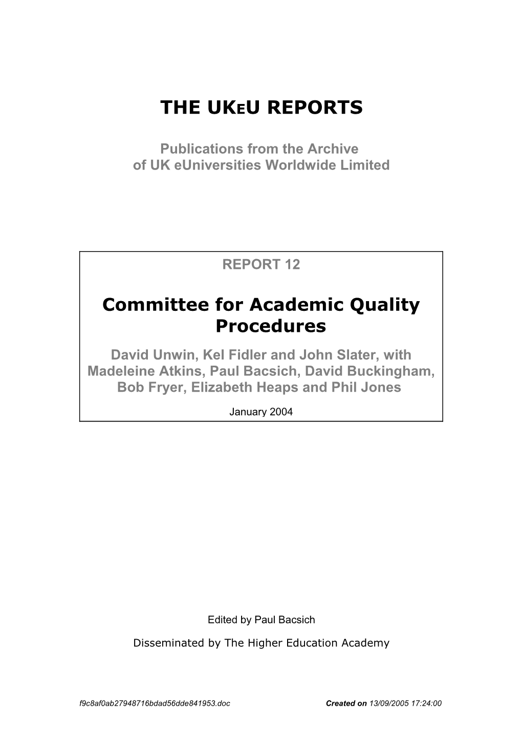 Committee for Academic Quality Procedures