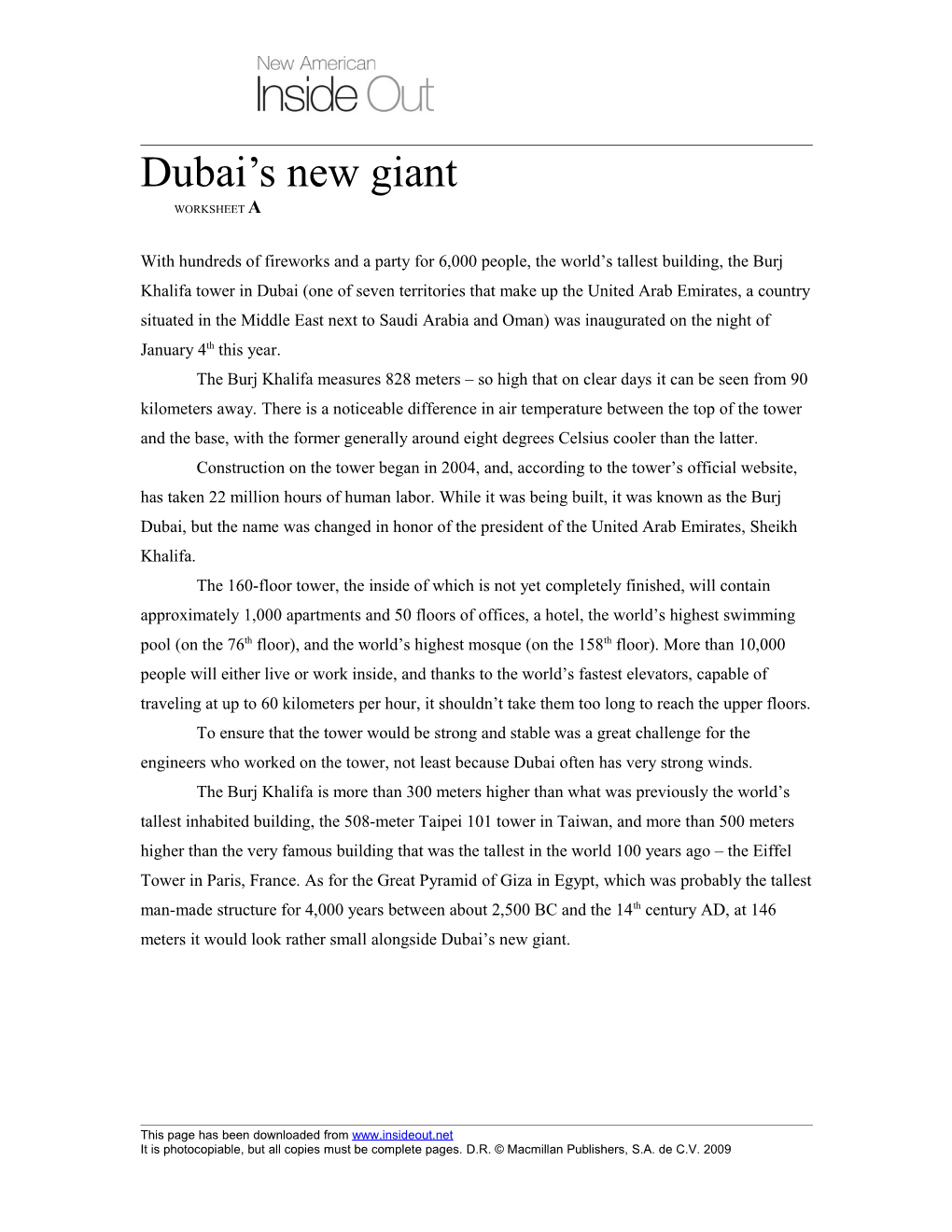 Dubai S New Giant WORKSHEET A s1