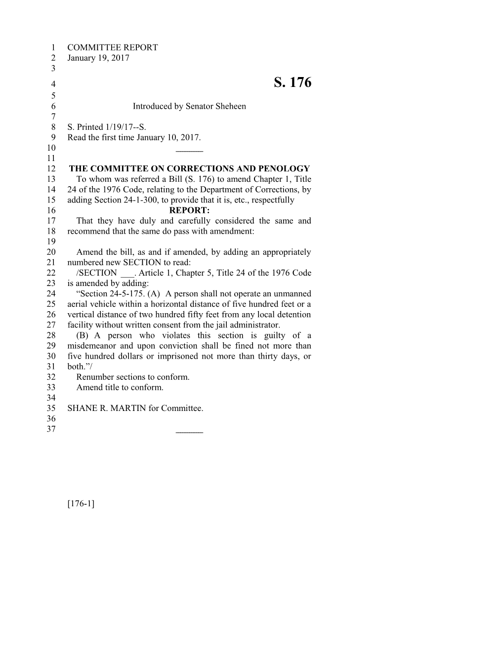 2017-2018 Bill 176 Text of Previous Version (Jan. 19, 2017) - South Carolina Legislature Online