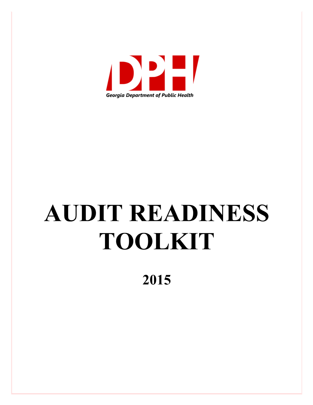 Georgia Department of Public Health Accountability Audit Readiness Program Toolkit