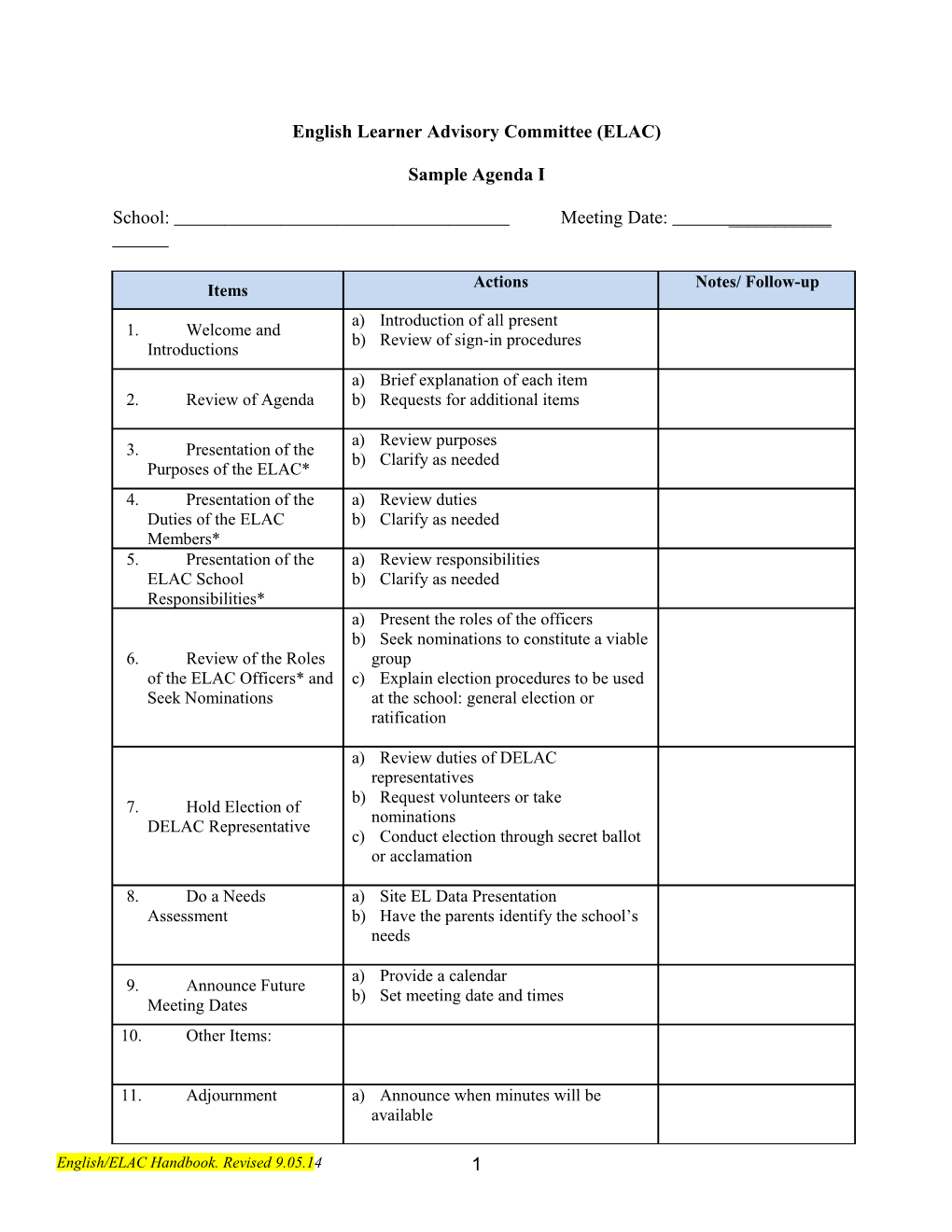 English Learner Advisory Committee (ELAC)