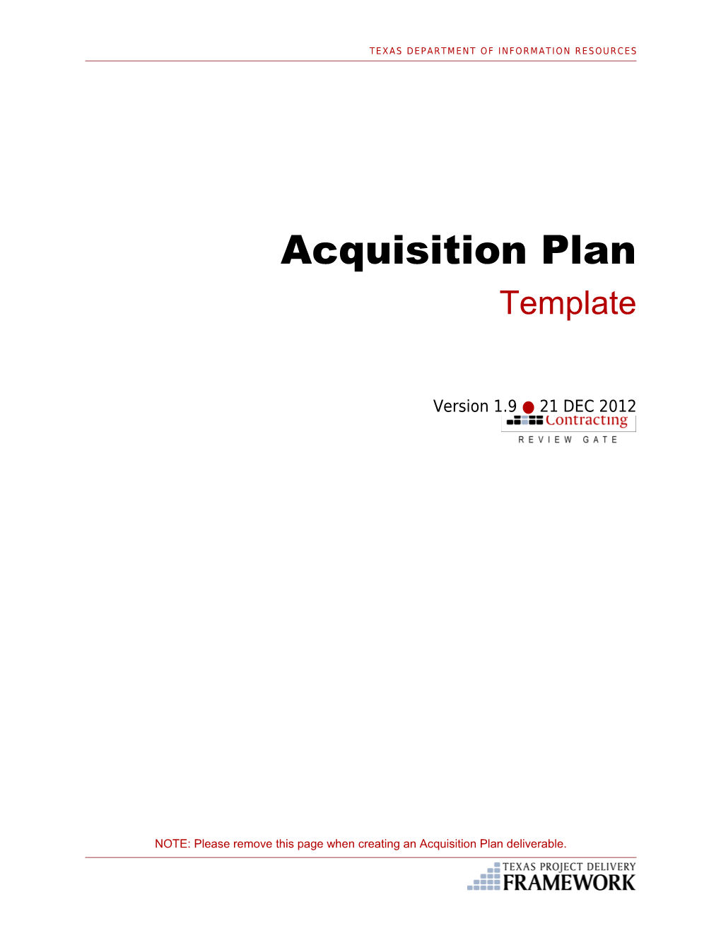 Acquisition Plan Template