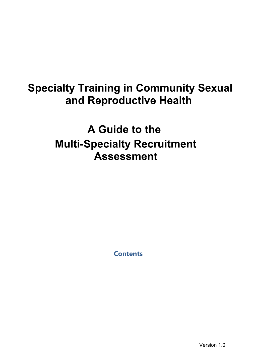 Specialty Training in Community Sexual and Reproductive Health