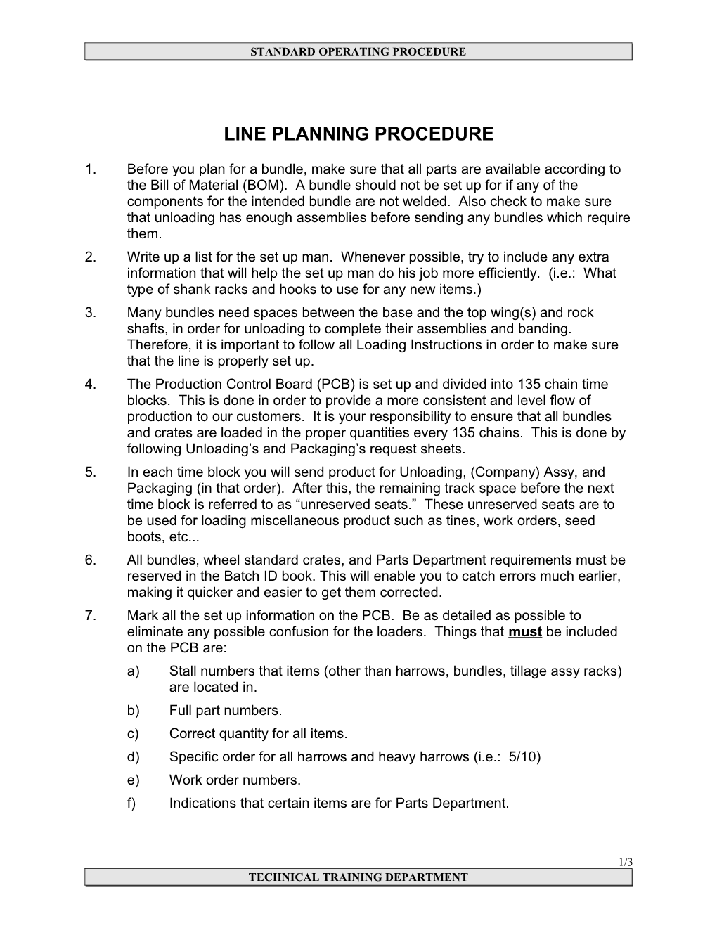 (Company) Planning Procedure