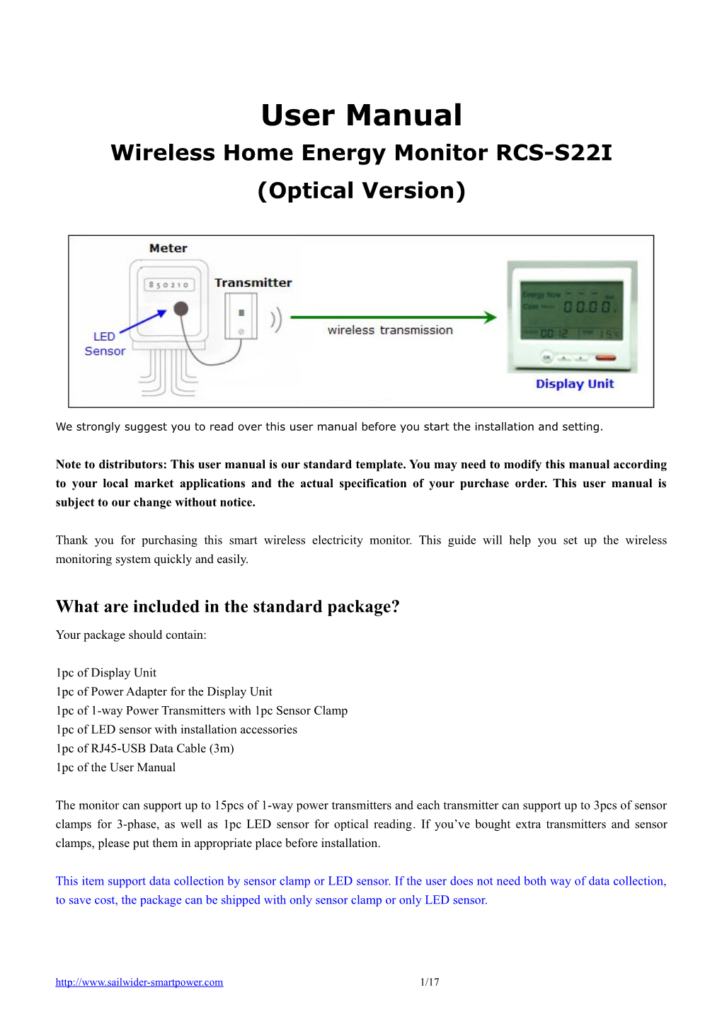 Wireless Home Energy Monitor RCS-S22I