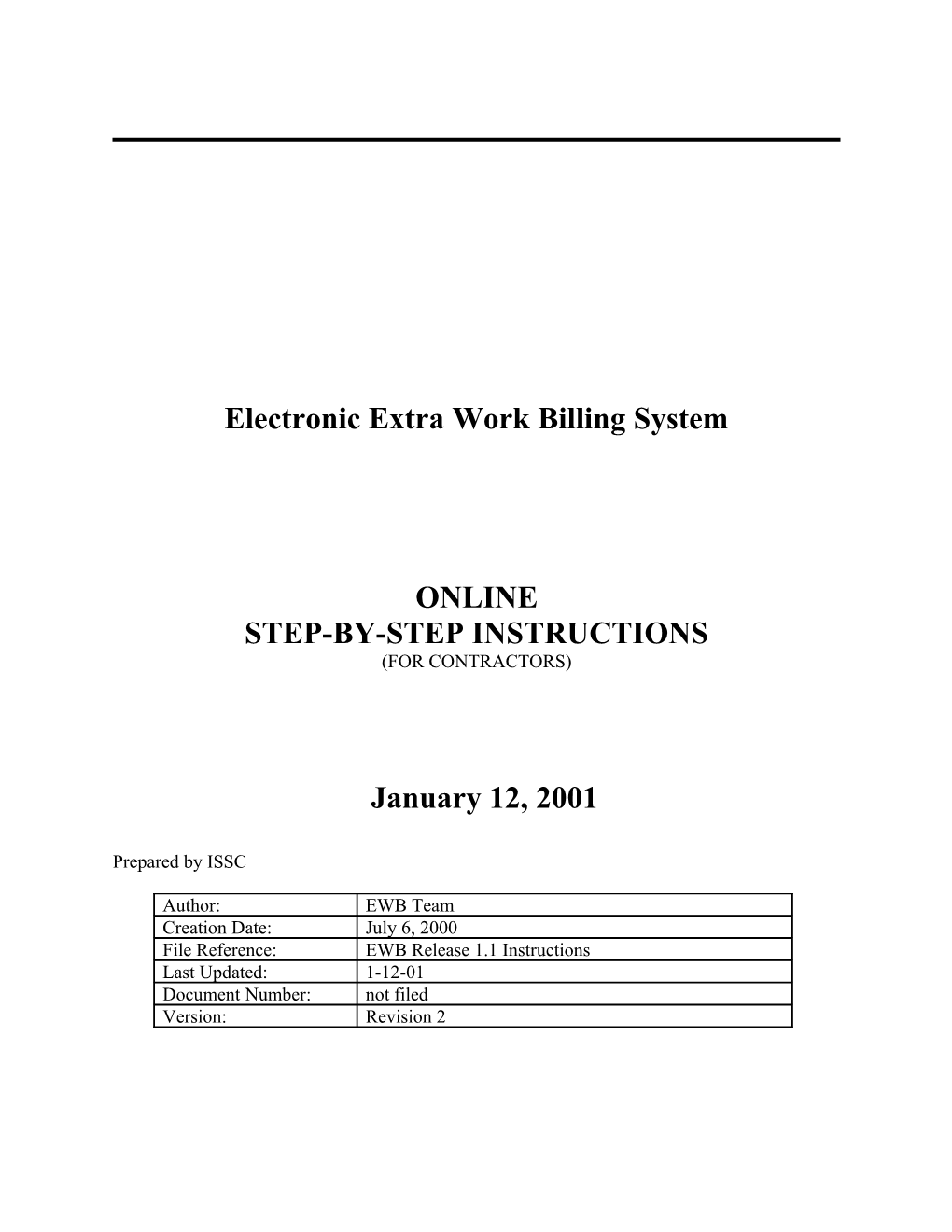 Extra Work Billing (EWB) Phase 1