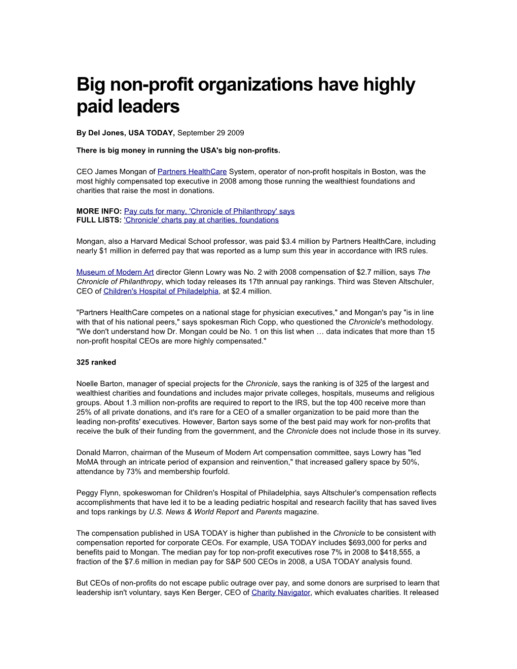 Big Non-Profit Organizations Have Highly Paid Leaders