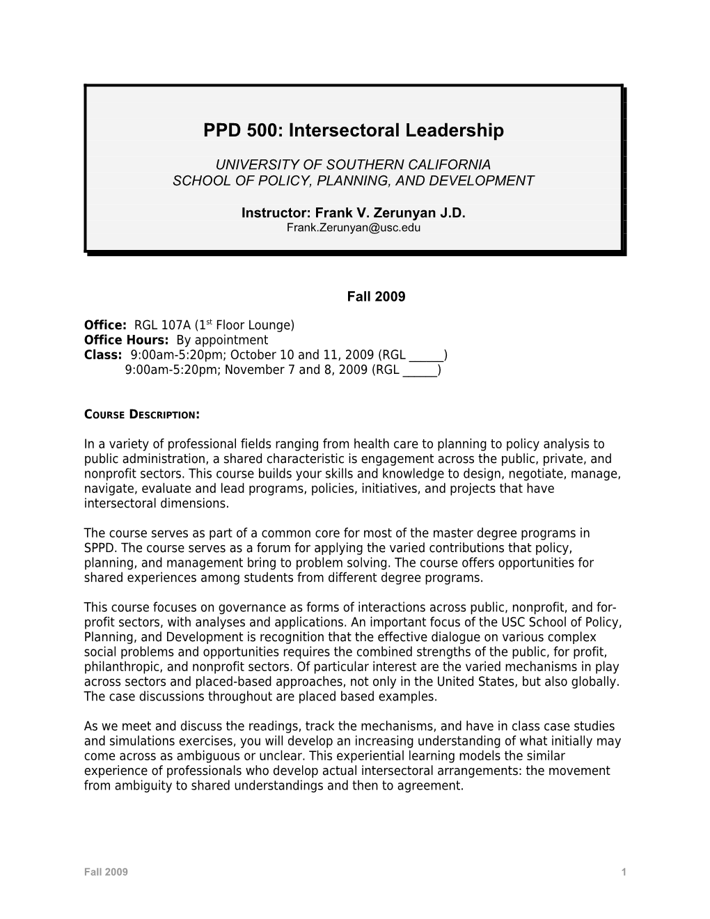 PPD 500: Intersectoral Leadership