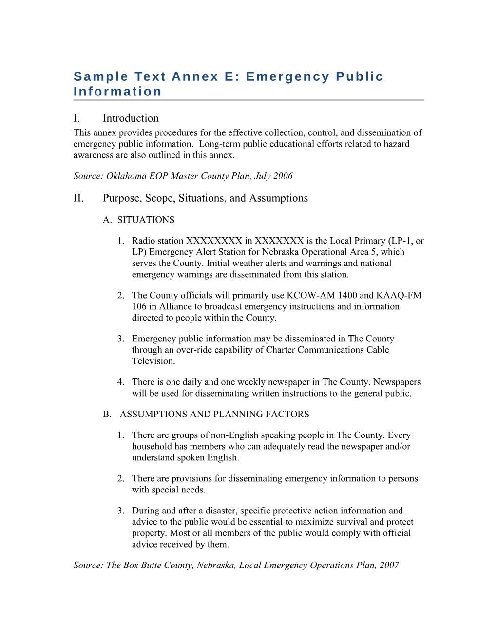 Annex E- Emergency Public Information