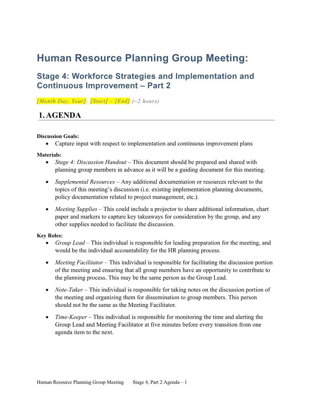Human Resource Planning Group Meeting