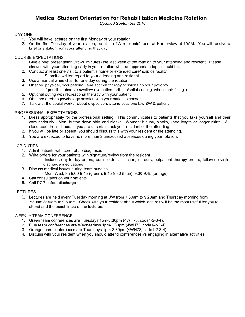 Rehabilitation Medicine Rotation for Medical Students