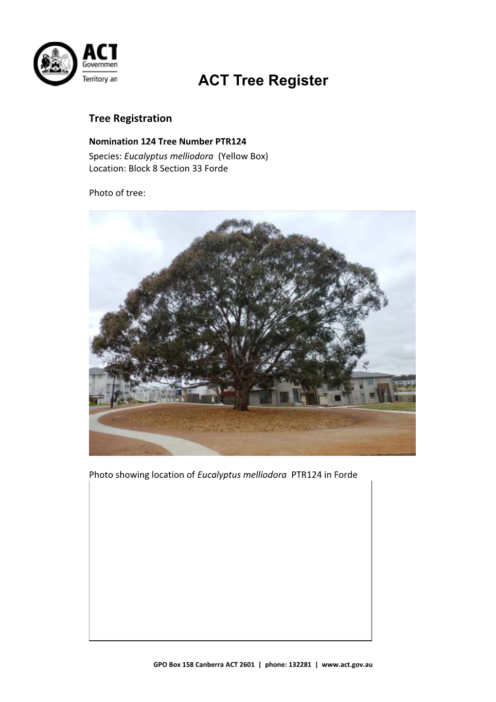 ACT Tree Register Forde PTR124