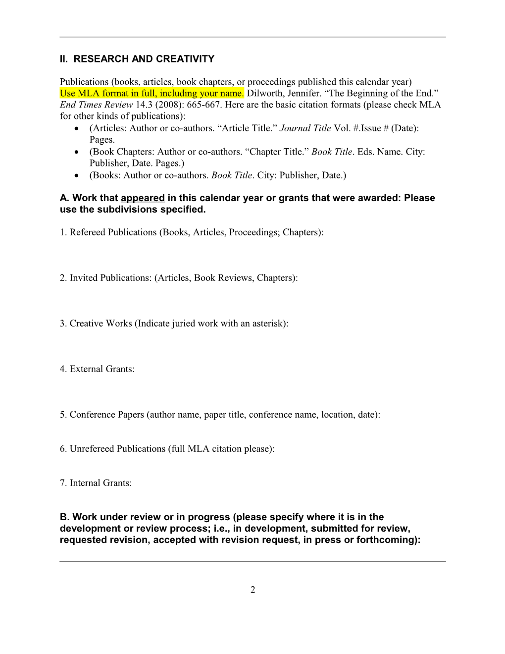 Faculty Activity Report - Calendar Year 2002