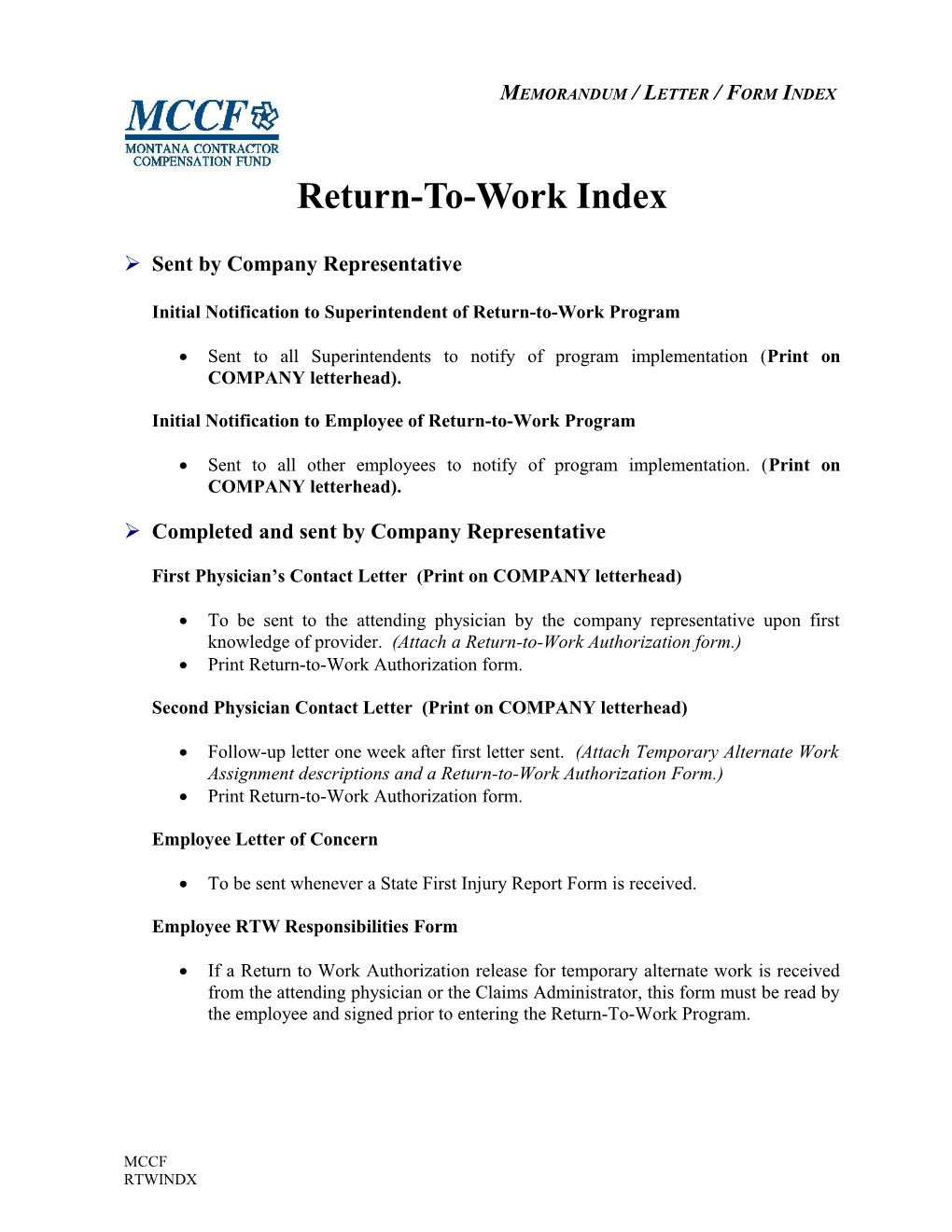 Return-To-Work Index