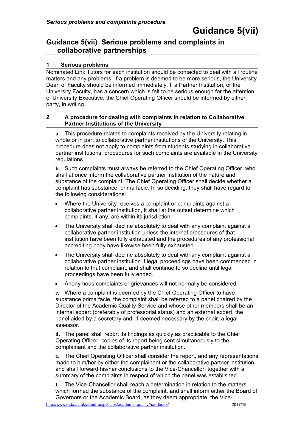 Guidance 5(Vii)Serious Problems and Complaints in Collaborative Partnerships