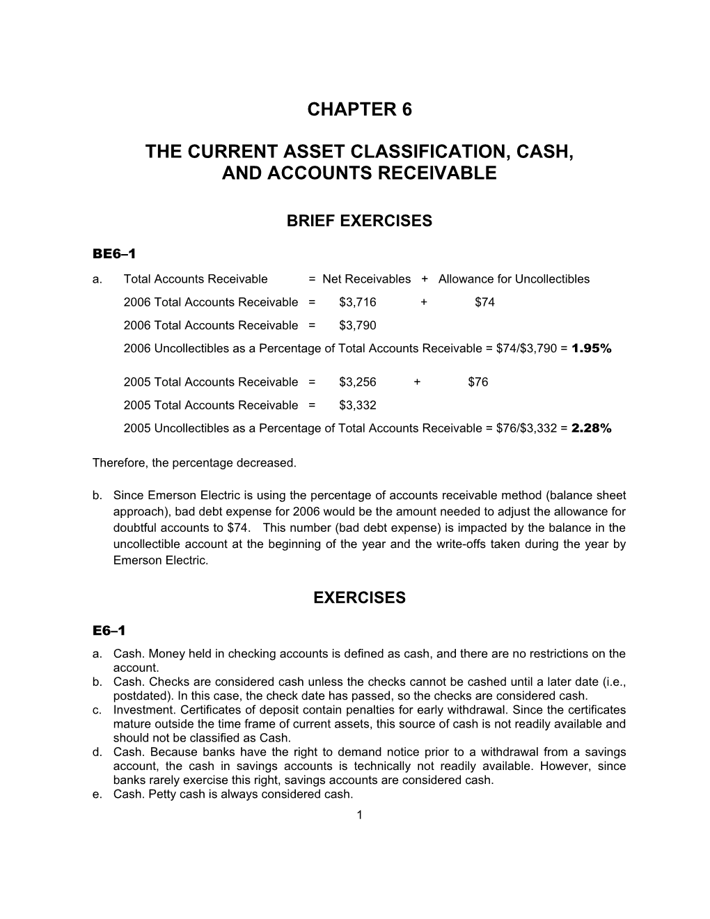 The Current Asset Classification, Cash